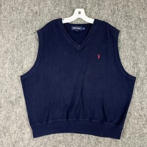 Polo‎ Golf Sweater Mens XL Blue Ralph Lauren Vintage 90s USA Vest Performance